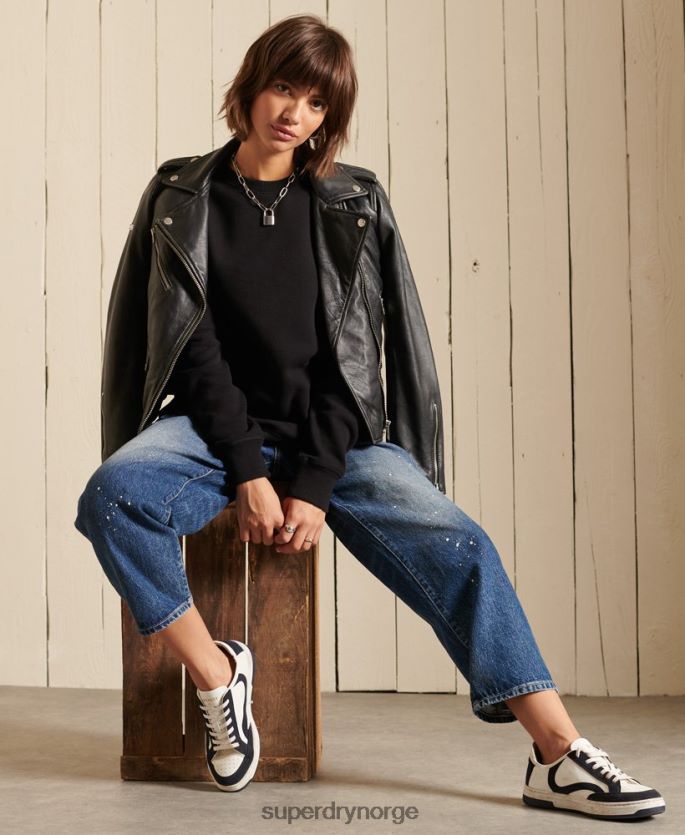 Superdry svart klær 86P46D5814 vintage sweatshirt med logobesetning i økologisk bomull kvinner