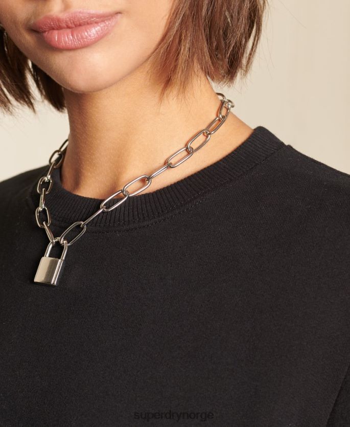 Superdry svart klær 86P46D5814 vintage sweatshirt med logobesetning i økologisk bomull kvinner