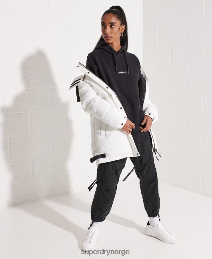 Superdry svart klær 86P46D5843 oversized hettegenser med mikrologo kvinner