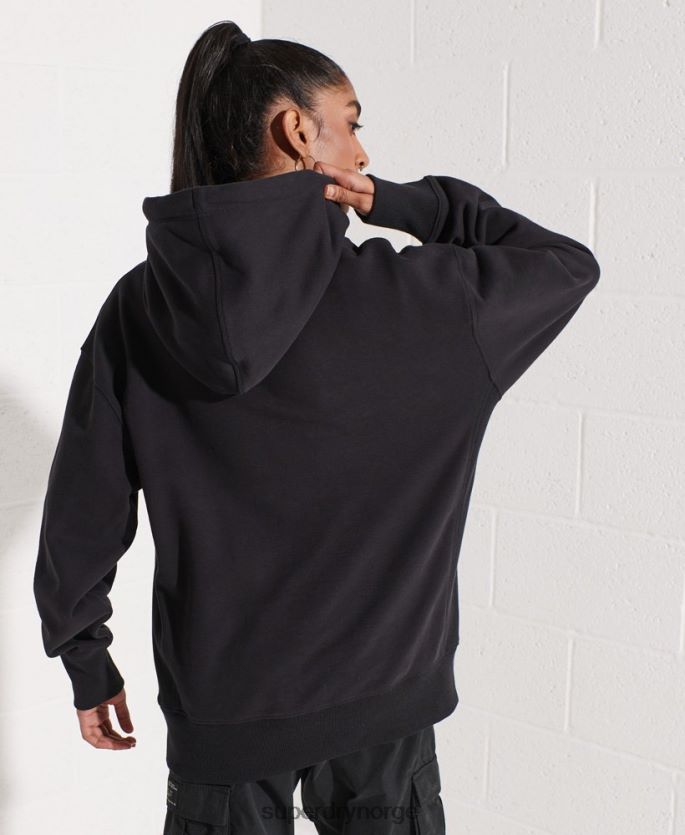 Superdry svart klær 86P46D5843 oversized hettegenser med mikrologo kvinner
