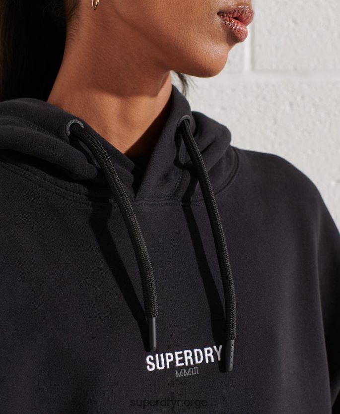 Superdry svart klær 86P46D5843 oversized hettegenser med mikrologo kvinner