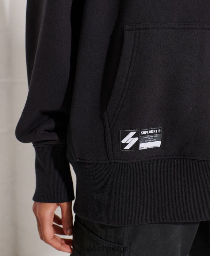 Superdry svart klær 86P46D5843 oversized hettegenser med mikrologo kvinner