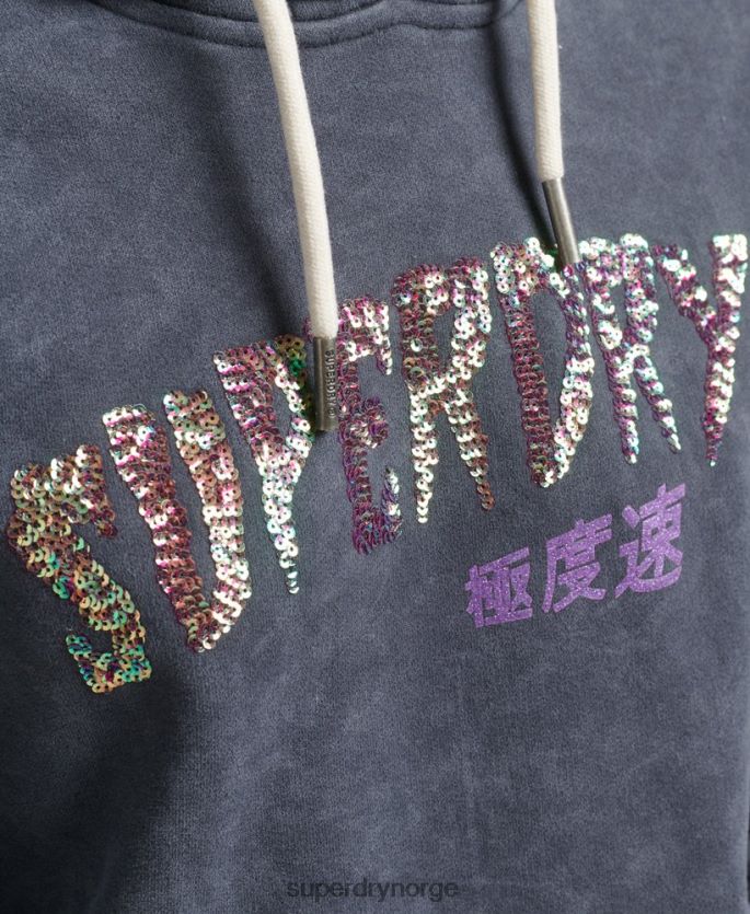Superdry svart klær 86P46D5849 merke hettegenser i metall kvinner