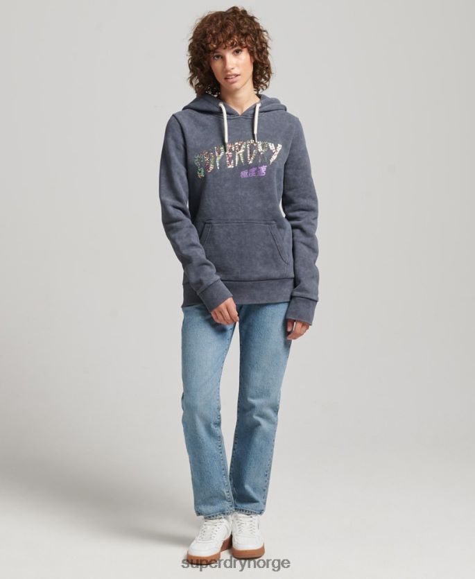 Superdry svart klær 86P46D5849 merke hettegenser i metall kvinner