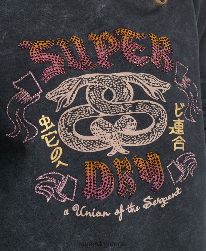 Superdry svart klær 86P46D5850 brand mark metal crew sweatshirt kvinner