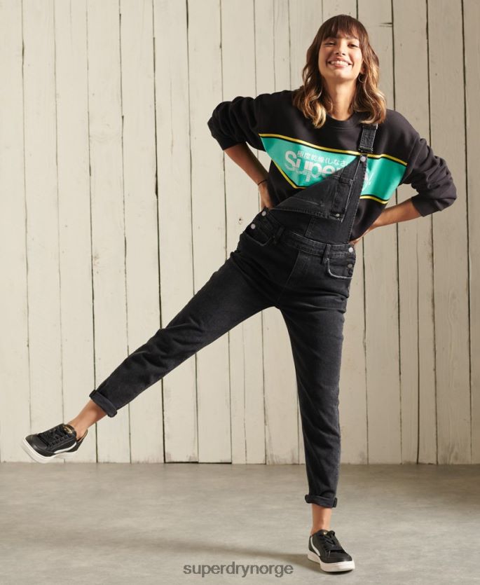 Superdry svart klær 86P46D5858 core logo oversized crew sweatshirt kvinner