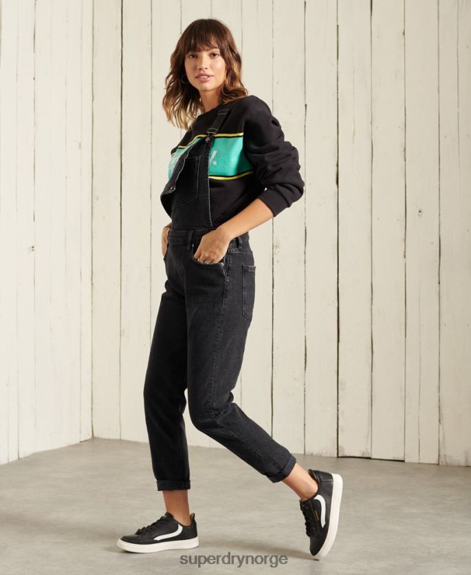 Superdry svart klær 86P46D5858 core logo oversized crew sweatshirt kvinner