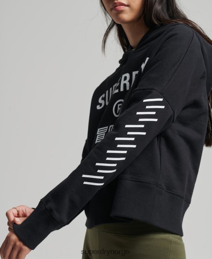 Superdry svart klær 86P46D5862 code core sport crop box hettegenser kvinner