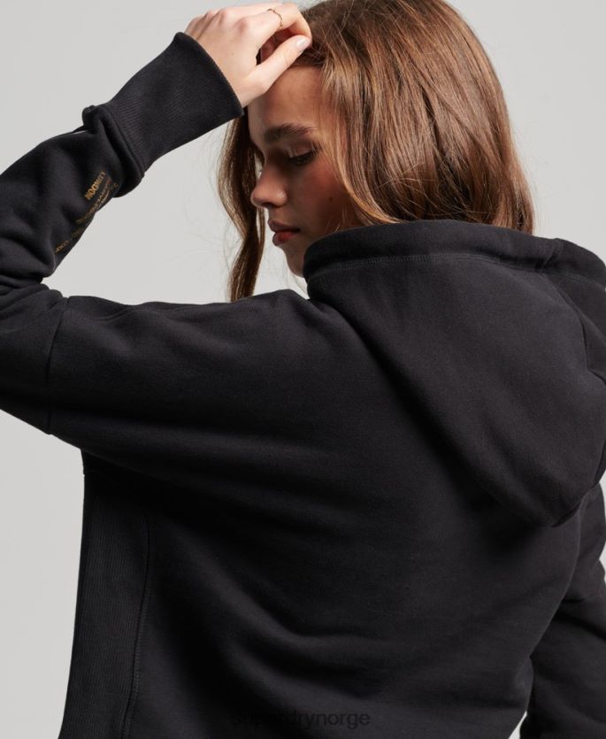 Superdry svart klær 86P46D5871 uavhengig hettegenser med logofolie kvinner