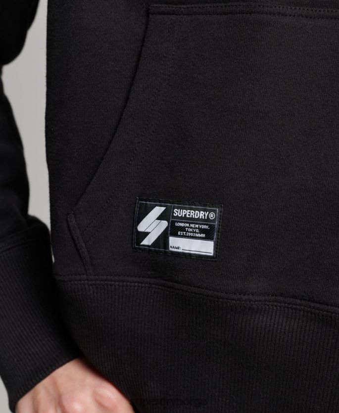 Superdry svart klær 86P46D5871 uavhengig hettegenser med logofolie kvinner