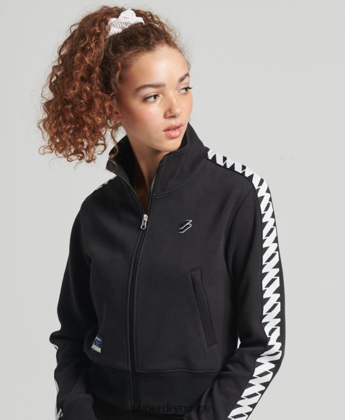 Superdry svart klær 86P46D5878 kode tape track topp kvinner
