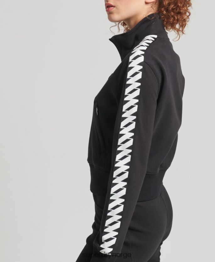 Superdry svart klær 86P46D5878 kode tape track topp kvinner