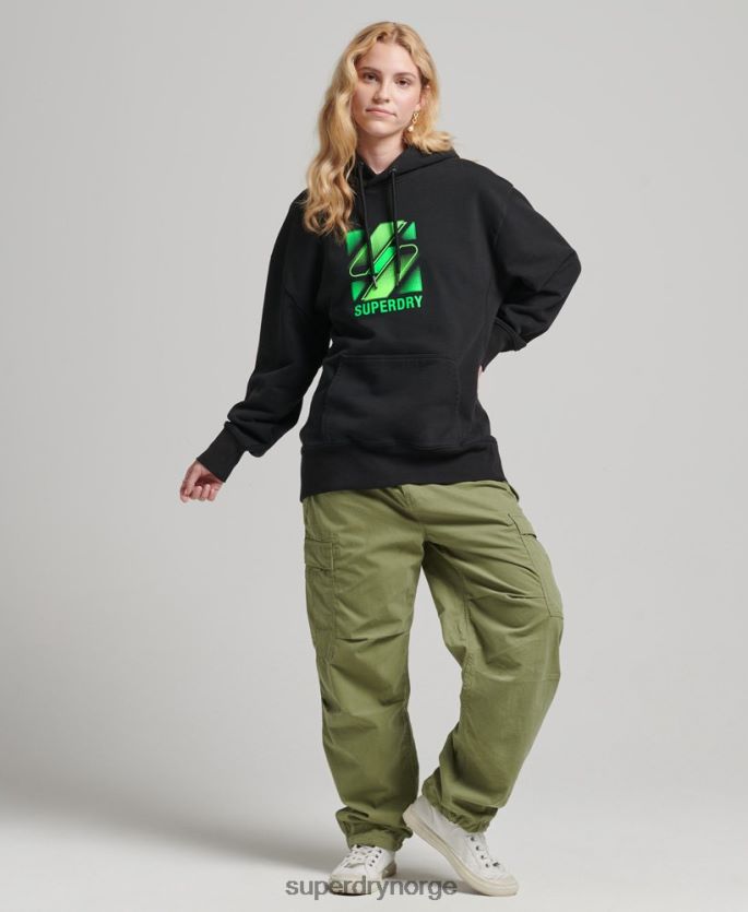 Superdry svart klær 86P46D5923 Half tone s logo oversized hettegenser kvinner