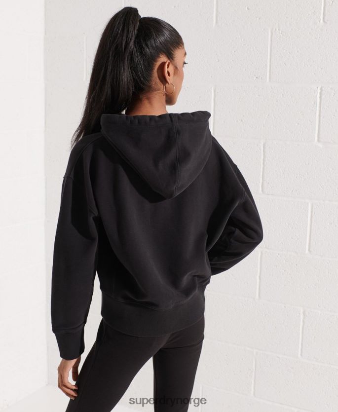 Superdry svart klær 86P46D5944 kode essensiell hettegenser med zip kvinner