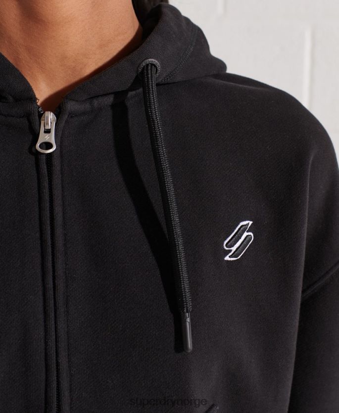 Superdry svart klær 86P46D5944 kode essensiell hettegenser med zip kvinner