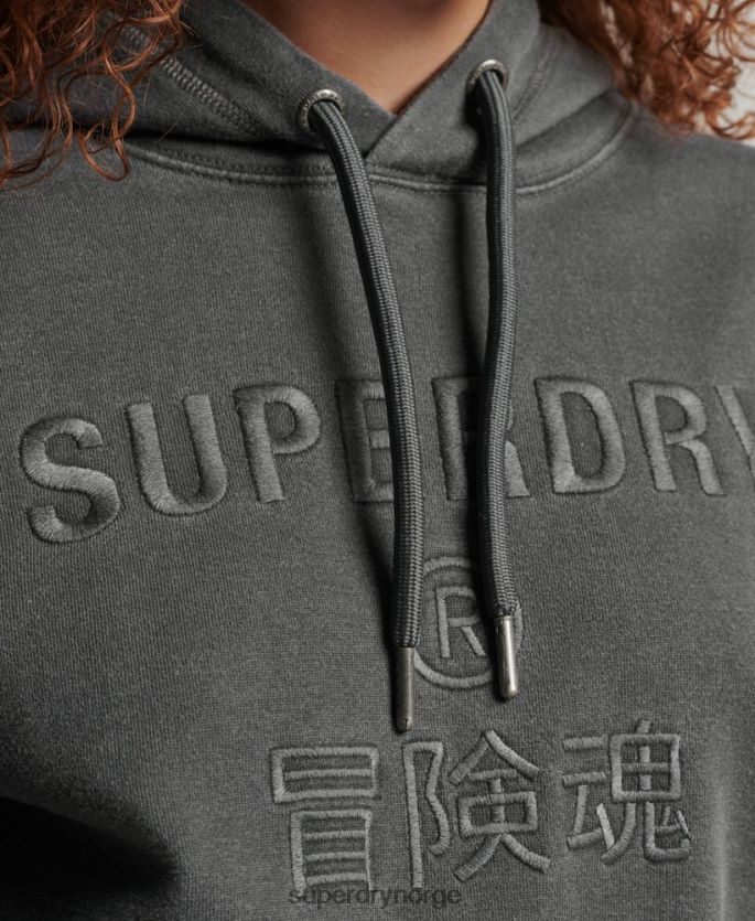 Superdry svart klær 86P46D5950 kode logo plaggfarge oversized hettegenser kvinner