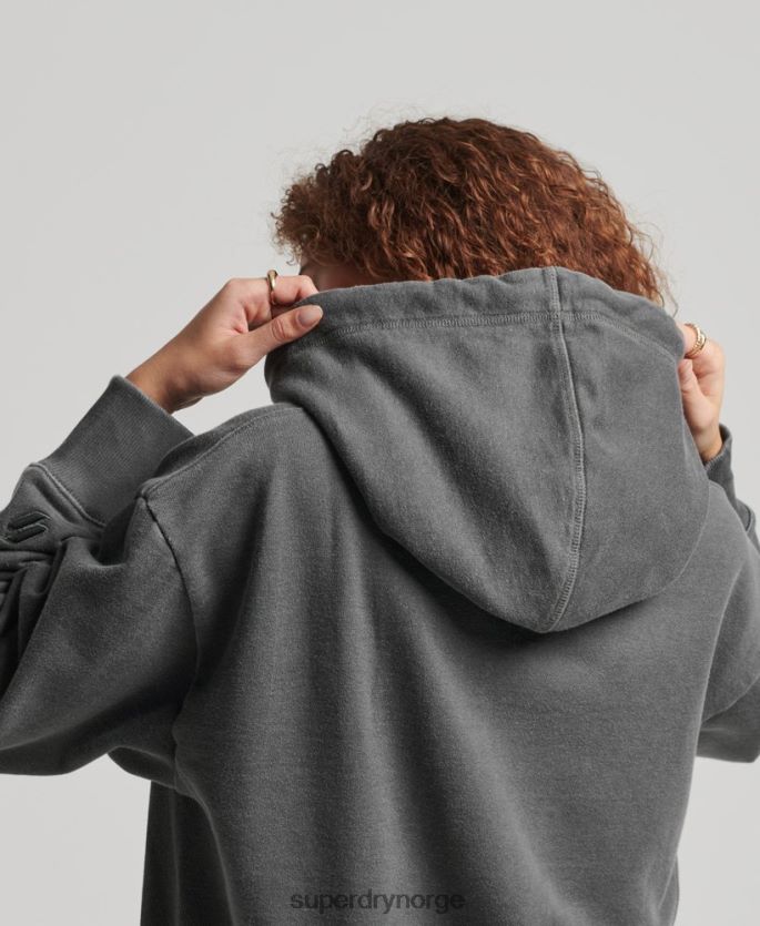 Superdry svart klær 86P46D5950 kode logo plaggfarge oversized hettegenser kvinner