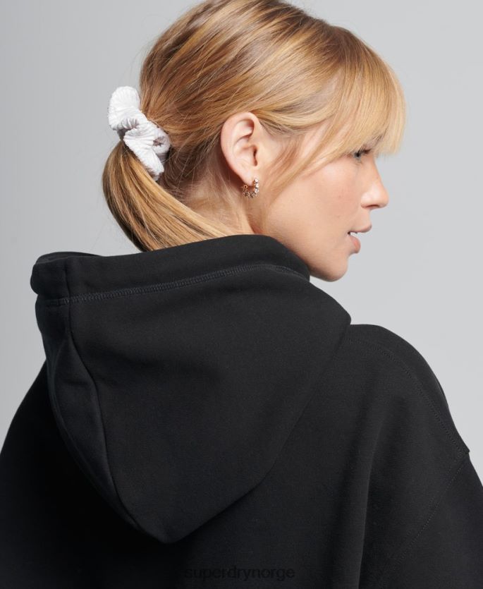 Superdry svart klær 86P46D5954 kode chenille oversized hettegenser kvinner