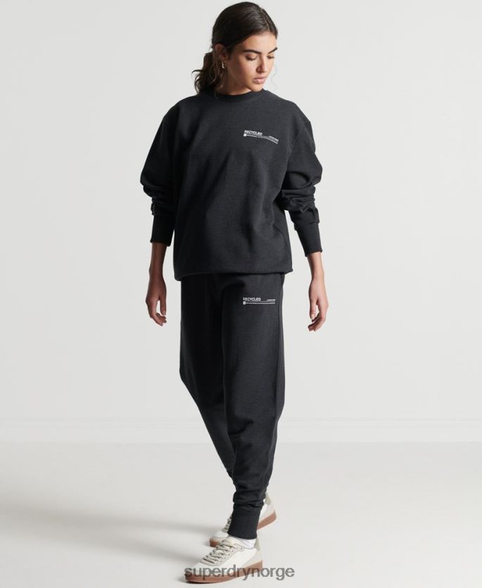 Superdry svart klær 86P46D5970 resirkulert micro top crew sweatshirt kvinner