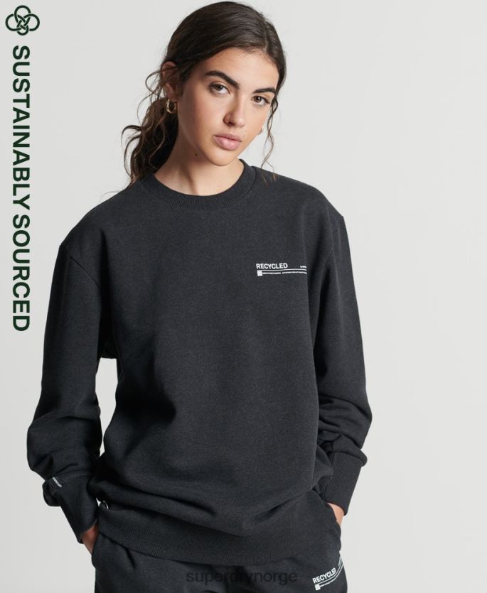 Superdry svart klær 86P46D5970 resirkulert micro top crew sweatshirt kvinner