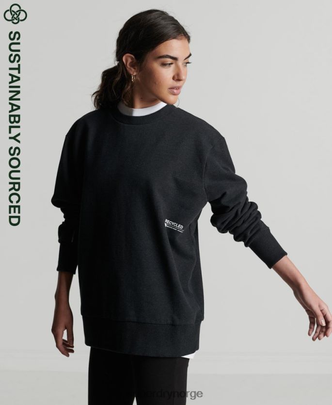Superdry svart klær 86P46D5972 resirkulert mikro mid crew sweatshirt kvinner
