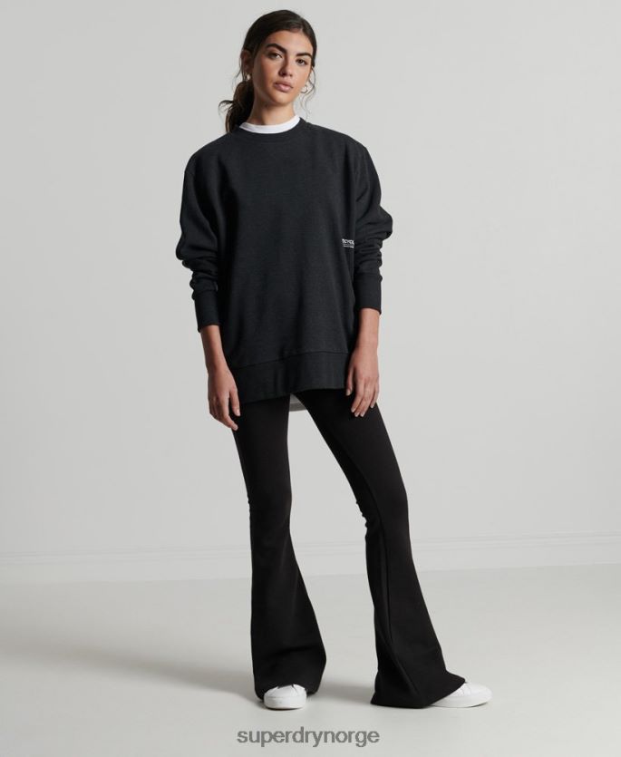 Superdry svart klær 86P46D5972 resirkulert mikro mid crew sweatshirt kvinner