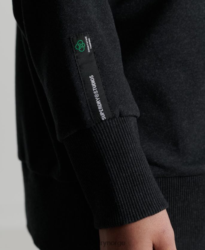 Superdry svart klær 86P46D5972 resirkulert mikro mid crew sweatshirt kvinner