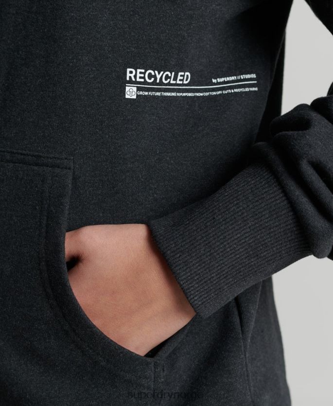 Superdry svart klær 86P46D5973 resirkulert mikro mid hettegenser kvinner