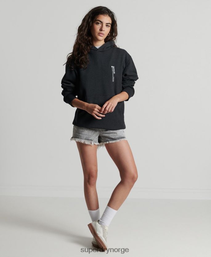 Superdry svart klær 86P46D5974 resirkulert micro side hettegenser kvinner