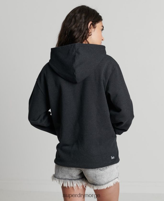 Superdry svart klær 86P46D5974 resirkulert micro side hettegenser kvinner