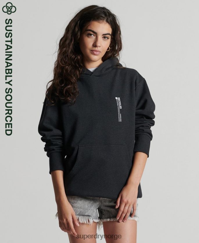 Superdry svart klær 86P46D5974 resirkulert micro side hettegenser kvinner