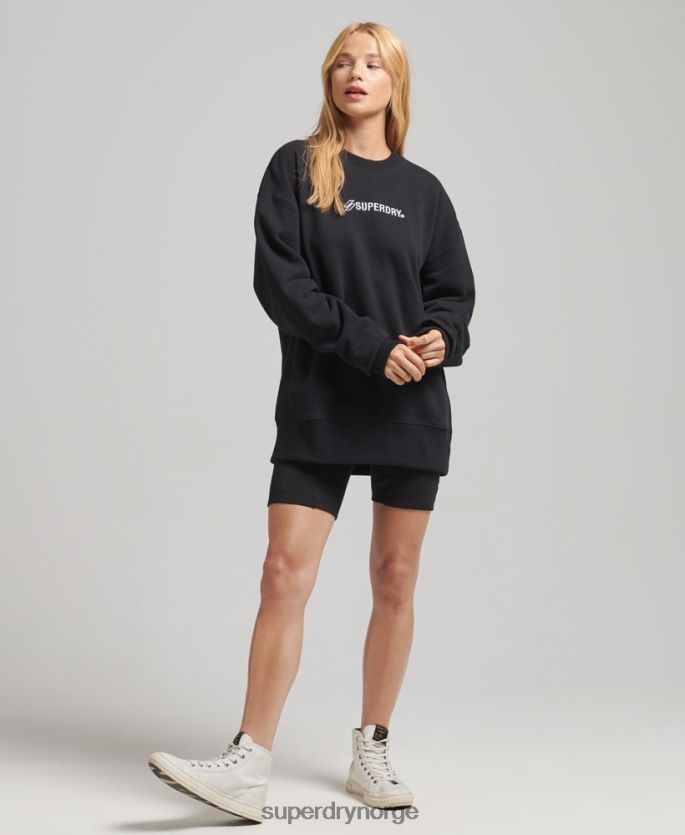 Superdry svart klær 86P46D5984 oversized crewgenser med logoapplikasjon kvinner