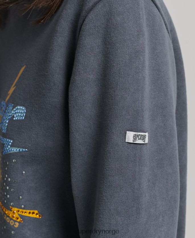 Superdry svart klær 86P46D6037 brand mark metal crew sweatshirt kvinner