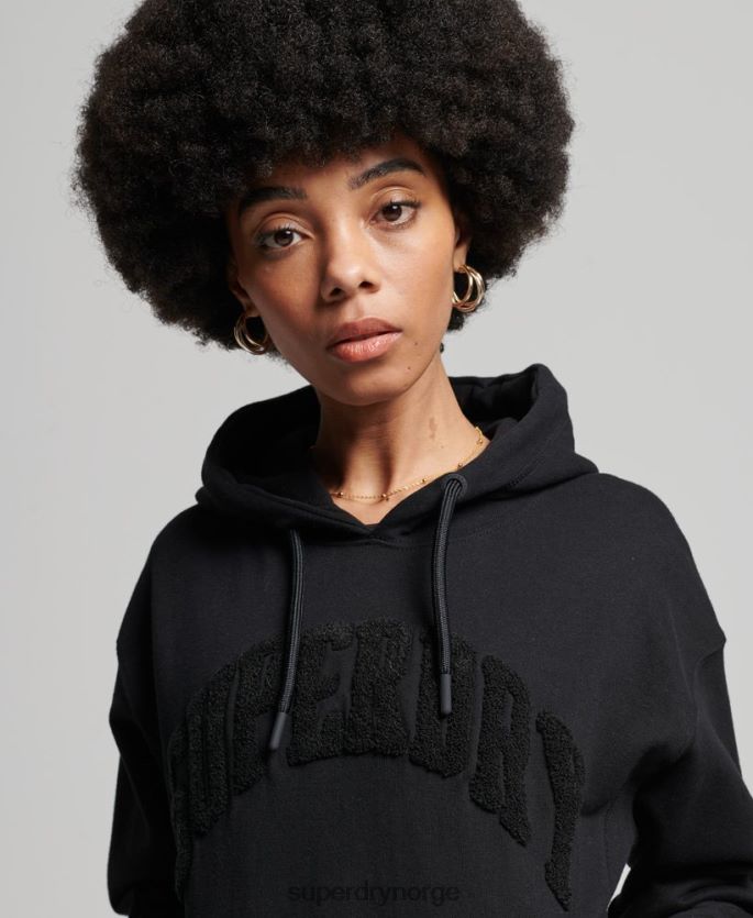 Superdry svart klær 86P46D6066 varsity arch mono hettegenser kvinner