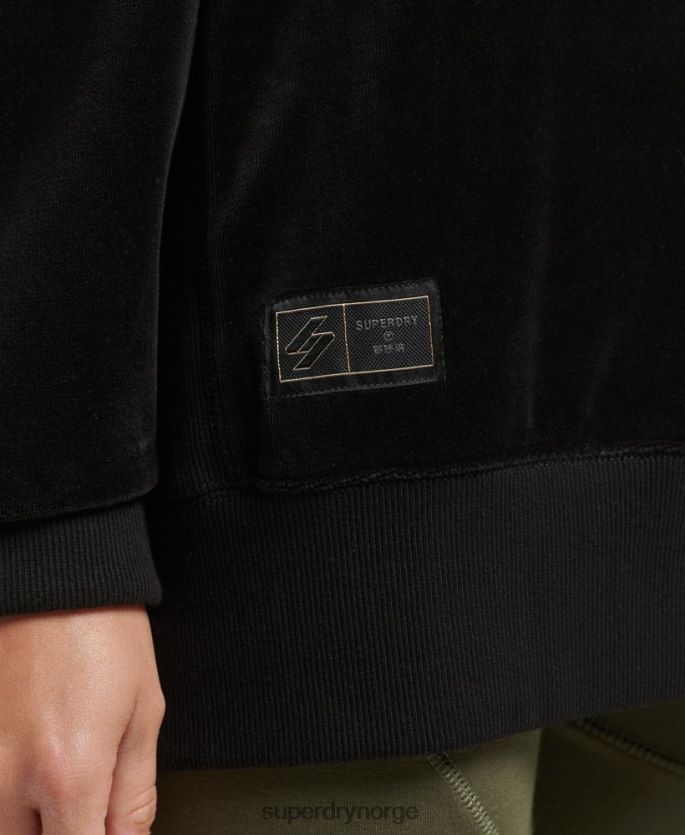 Superdry svart klær 86P46D6090 kode s logo velour overdimensjonert mannskap kvinner