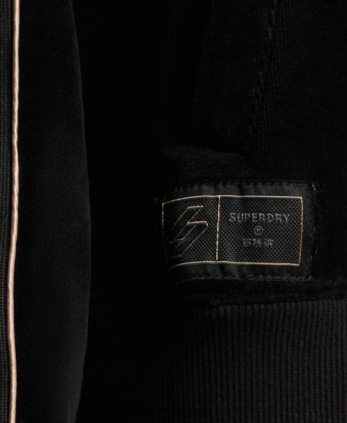 Superdry svart klær 86P46D6091 kode s logo velour track topp kvinner