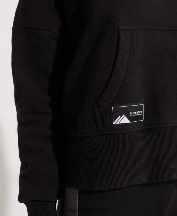 Superdry svart klær 86P46D6096 mountain sport sort crop hettegenser kvinner