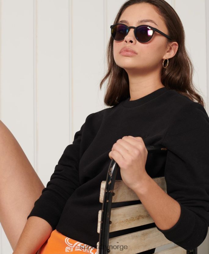 Superdry svart klær 86P46D6130 klassisk genser med oransje etikett kvinner