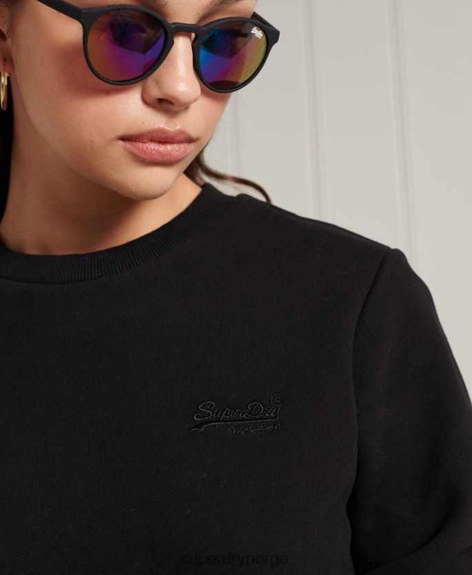 Superdry svart klær 86P46D6130 klassisk genser med oransje etikett kvinner