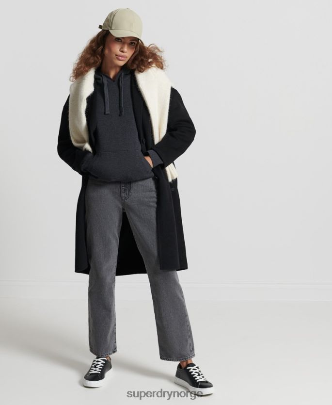 Superdry svart klær 86P46D6686 økologisk bomull essensiell hettegenser i økologisk bomull kvinner