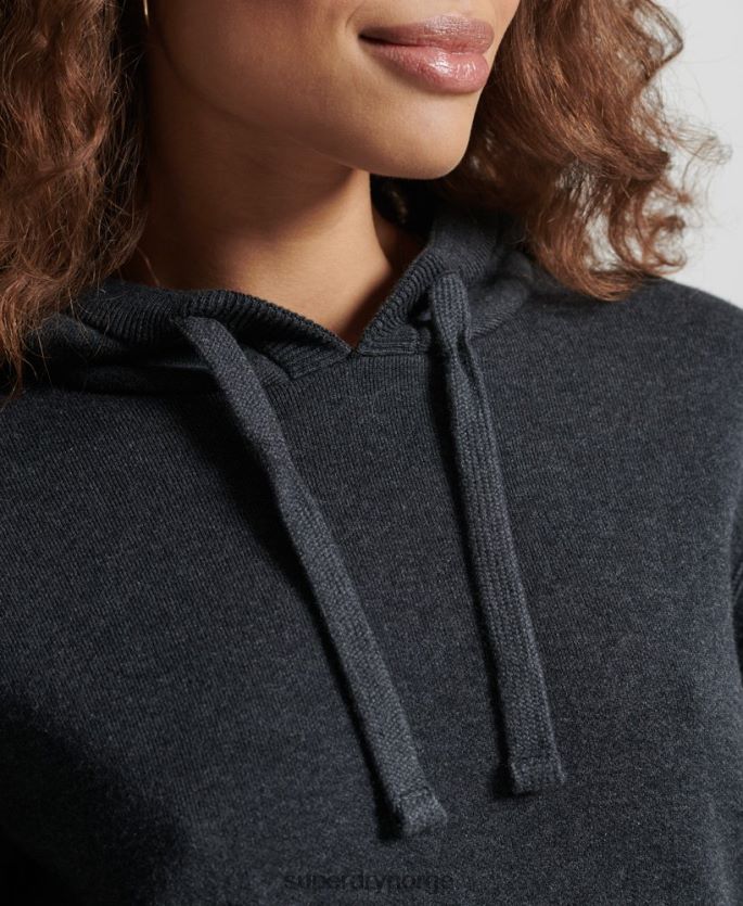 Superdry svart klær 86P46D6686 økologisk bomull essensiell hettegenser i økologisk bomull kvinner