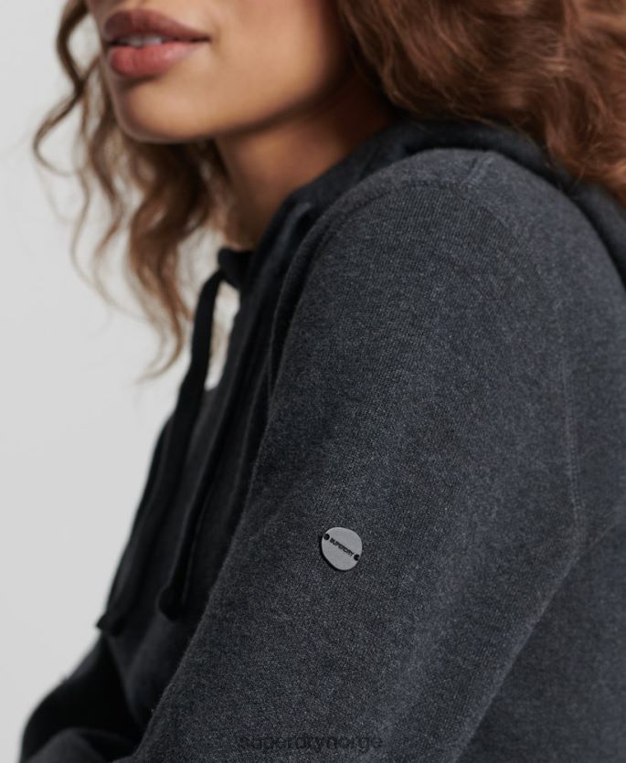 Superdry svart klær 86P46D6686 økologisk bomull essensiell hettegenser i økologisk bomull kvinner