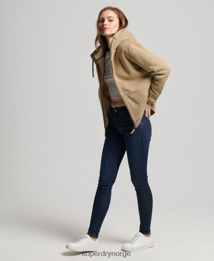 Superdry tan klær 86P46D5793 økologisk bomull svart bjørn borg hettegenser med glidelås kvinner