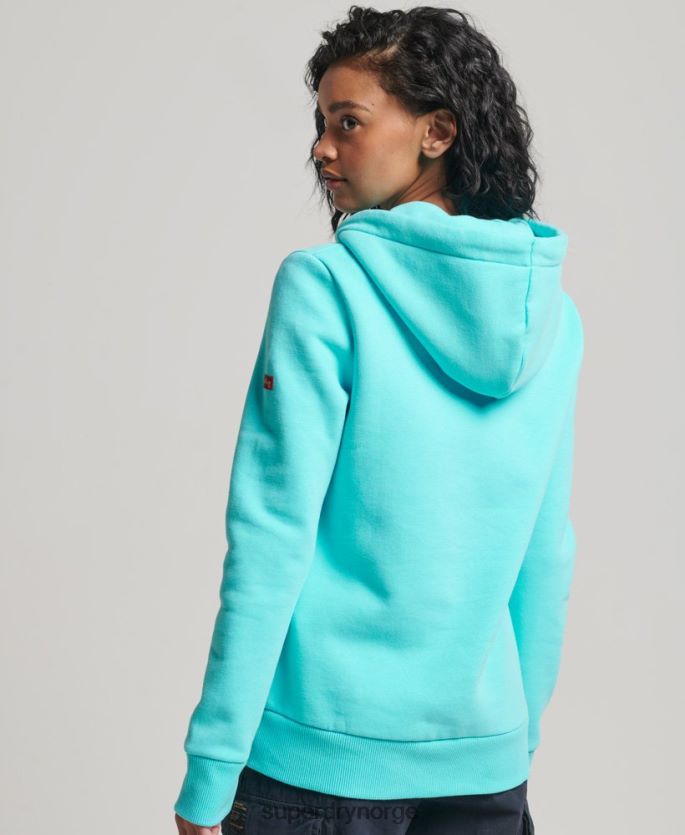 Superdry turkis klær 86P46D3423 original hettegenser med vintage logo kvinner