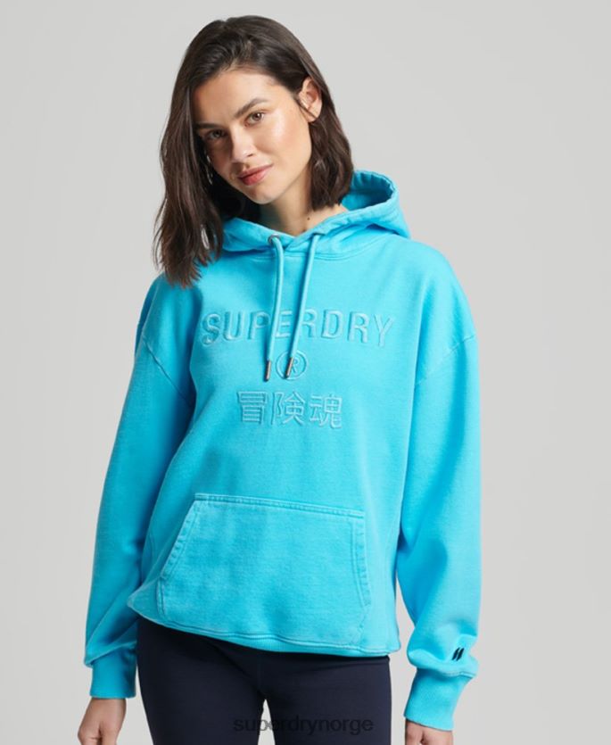 Superdry turkis klær 86P46D5941 kode logo plaggfarge oversized hettegenser kvinner