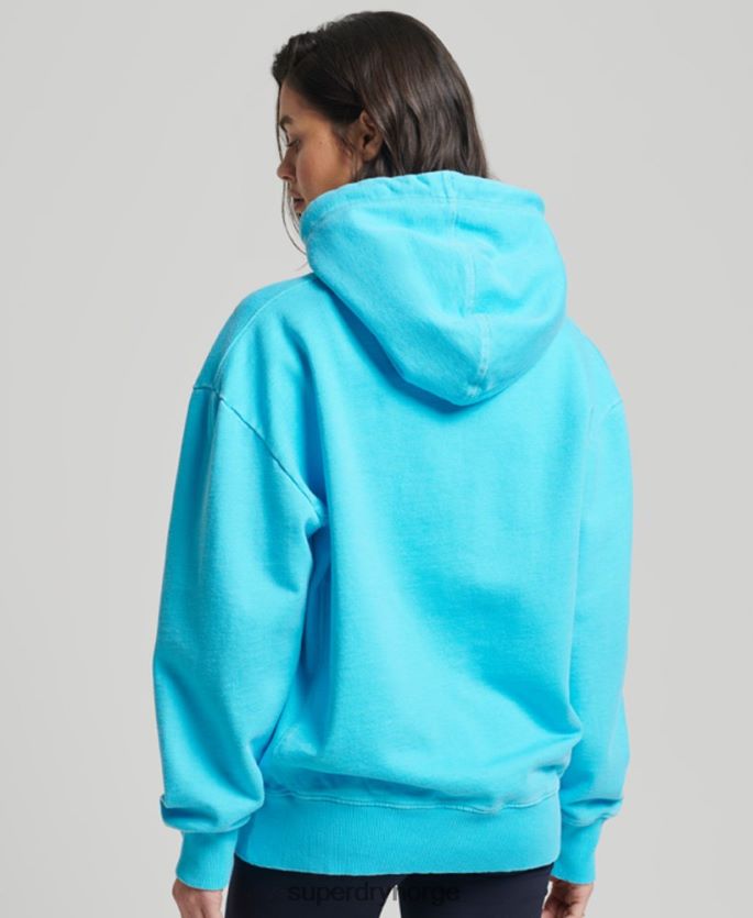 Superdry turkis klær 86P46D5941 kode logo plaggfarge oversized hettegenser kvinner