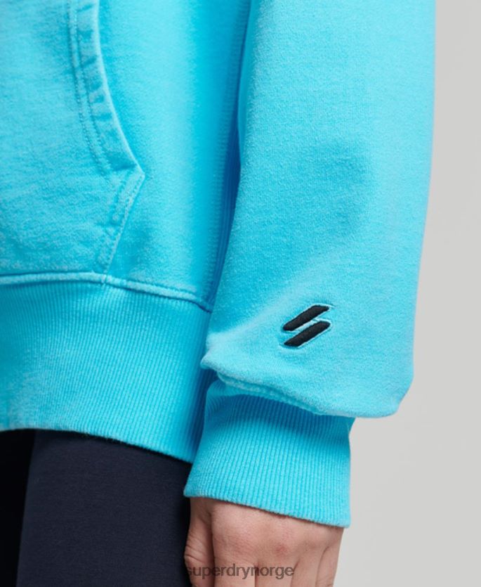 Superdry turkis klær 86P46D5941 kode logo plaggfarge oversized hettegenser kvinner