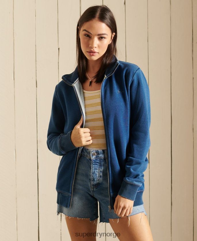 Superdry turkis klær 86P46D5968 løs passform topp med brodert vintagelogo med glidelås kvinner