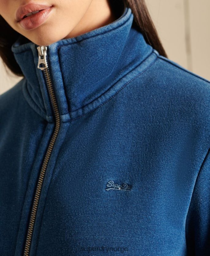 Superdry turkis klær 86P46D5968 løs passform topp med brodert vintagelogo med glidelås kvinner