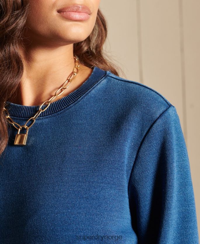 Superdry turkis klær 86P46D6042 vintage sweatshirt med logobesetning kvinner